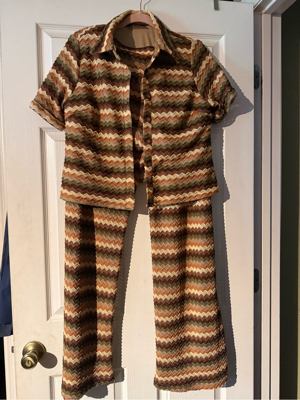 Lulumari Brown Cream Tan Zigzag Kids Pajama Set